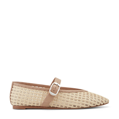 Marc Fisher Godea Mary Jane Ballet Flat - Light Natural Raffia