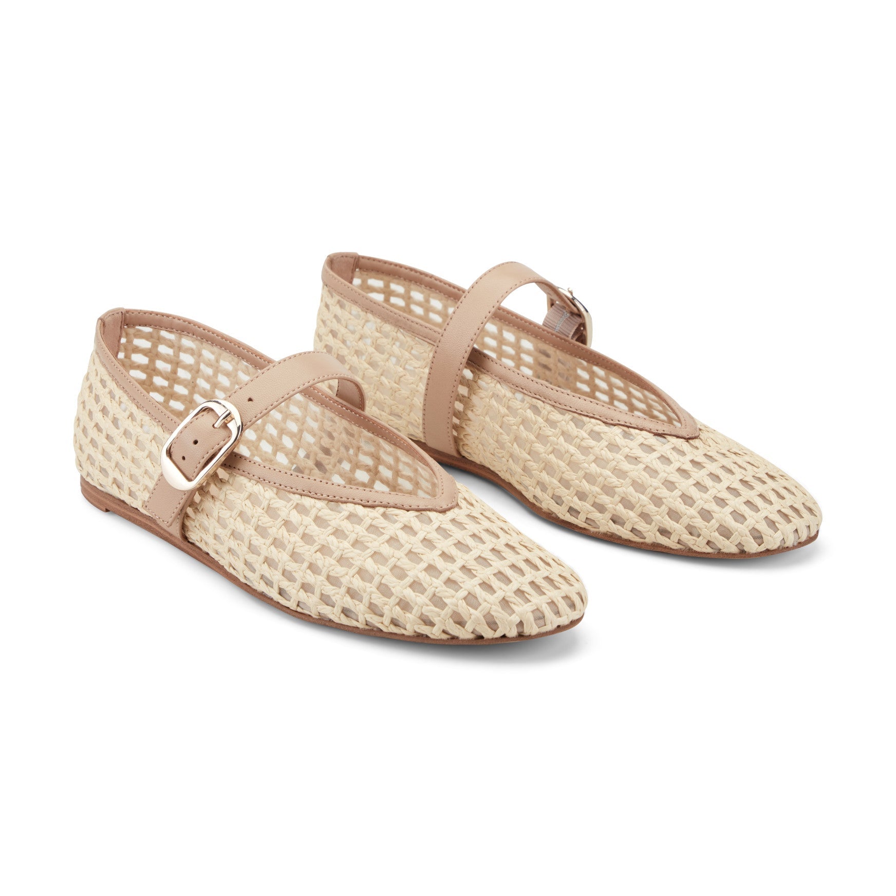 Marc Fisher Godea Mary Jane Ballet Flat - Light Natural Raffia