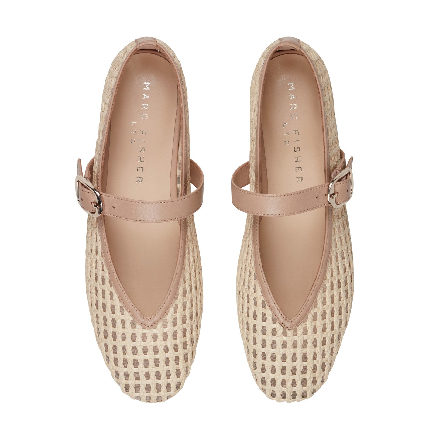 Marc Fisher Godea Mary Jane Ballet Flat - Light Natural Raffia