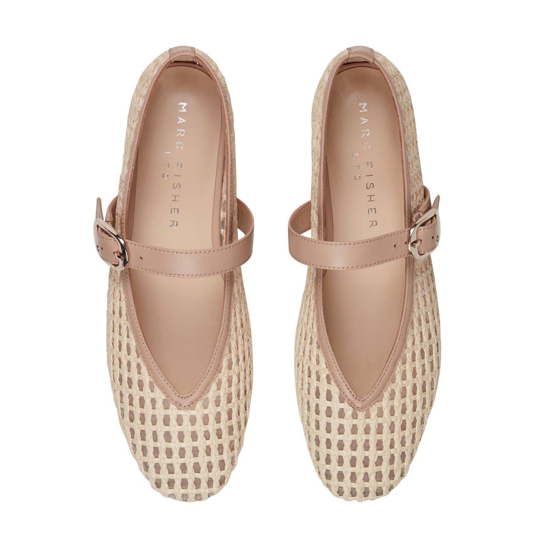 Marc Fisher Godea Mary Jane Ballet Flat - Light Natural Raffia