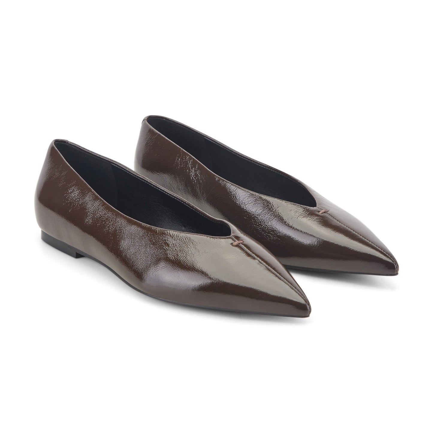Marc Fisher Casee Leather Flat - Dark Brown Patent Leather