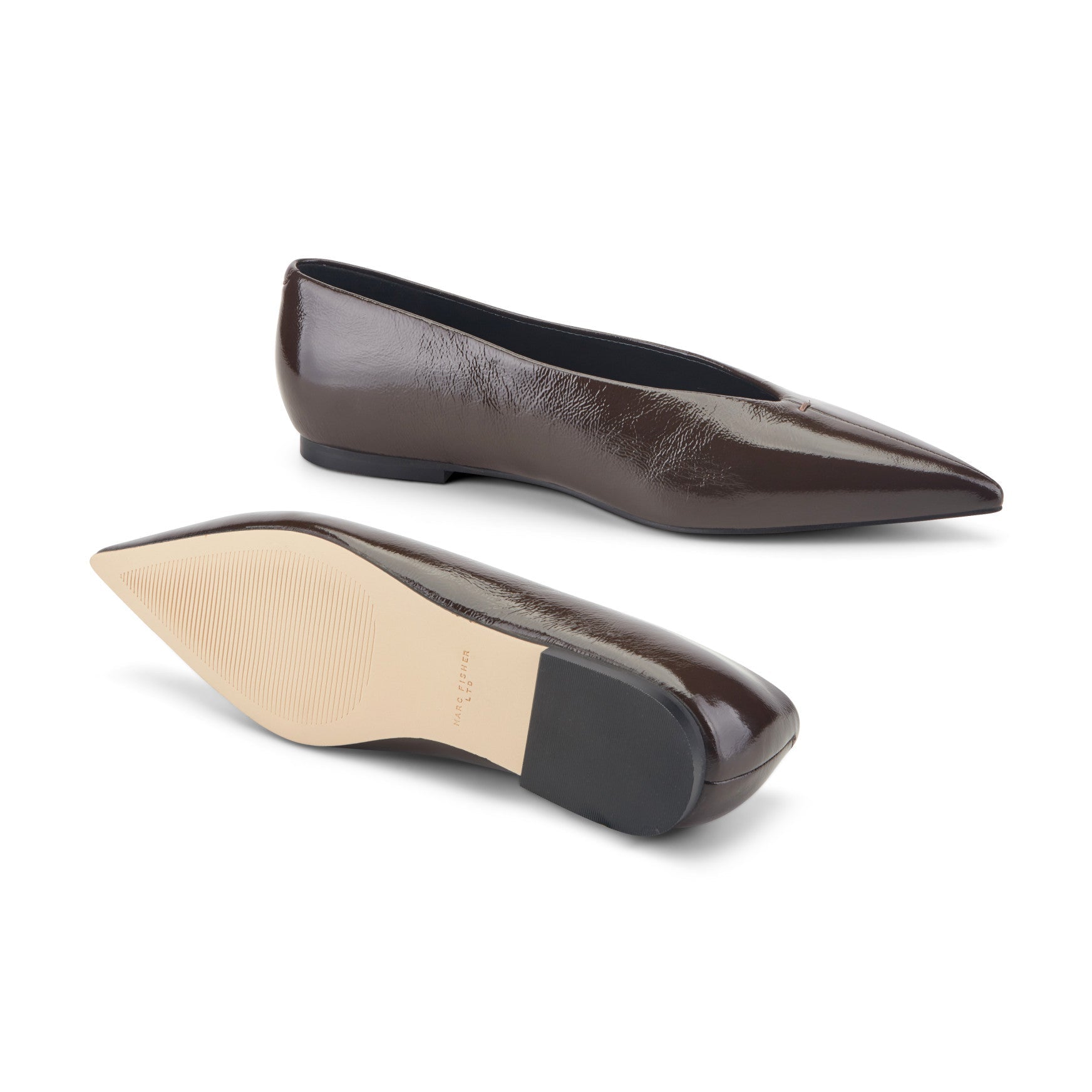 Marc Fisher Casee Leather Flat - Dark Brown Patent Leather