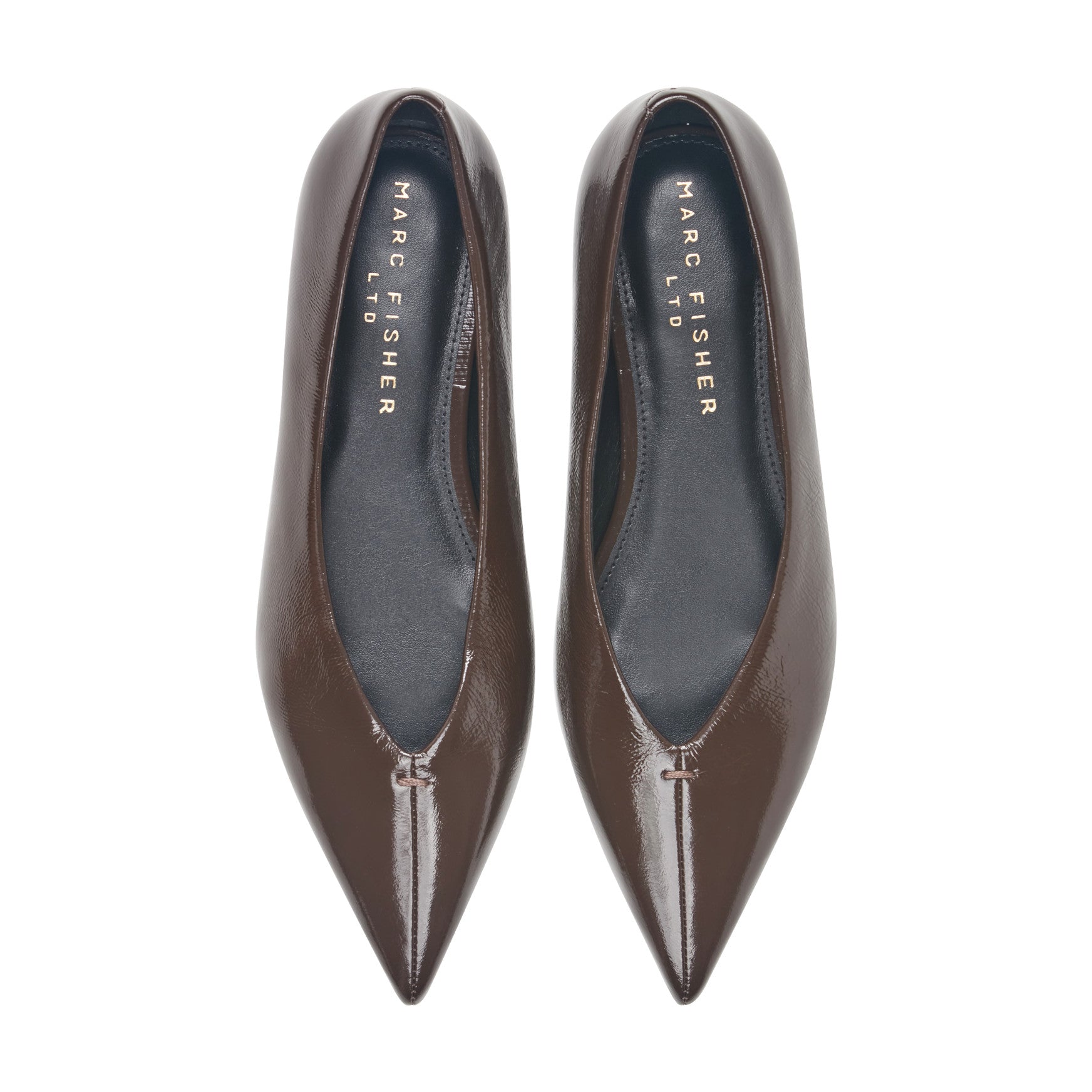 Marc Fisher Casee Leather Flat - Dark Brown Patent Leather