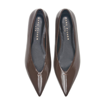 Marc Fisher Casee Leather Flat - Dark Brown Patent Leather