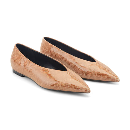Marc Fisher Casee Leather Flat - Natural Embossed Leather