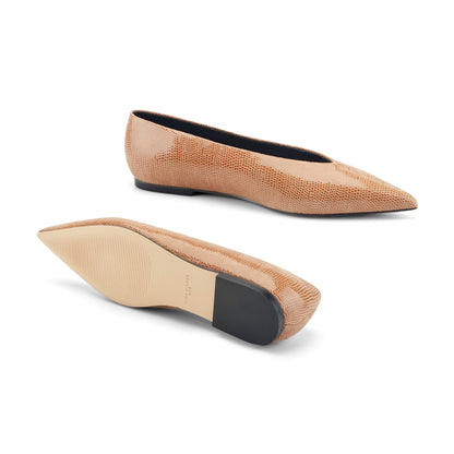 Marc Fisher Casee Leather Flat - Natural Embossed Leather