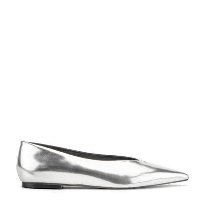 Marc Fisher Casee Leather Flat - Silver Metallic