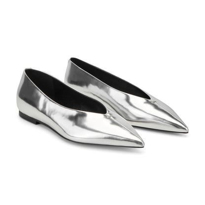 Marc Fisher Casee Leather Flat - Silver Metallic