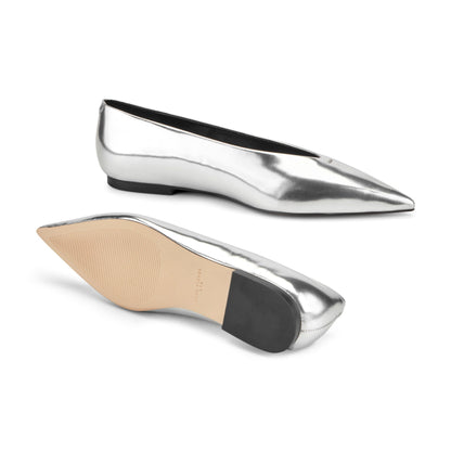 Marc Fisher Casee Leather Flat - Silver Metallic