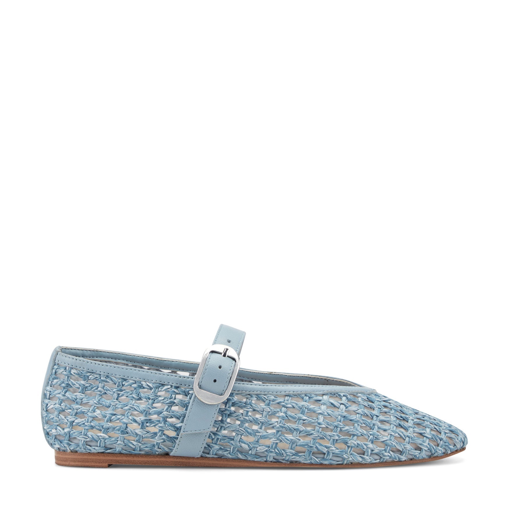 Marc Fisher Godea Mary Jane Ballet Flat - Light Blue Raffia