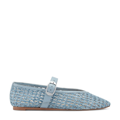 Marc Fisher Godea Mary Jane Ballet Flat - Light Blue Raffia