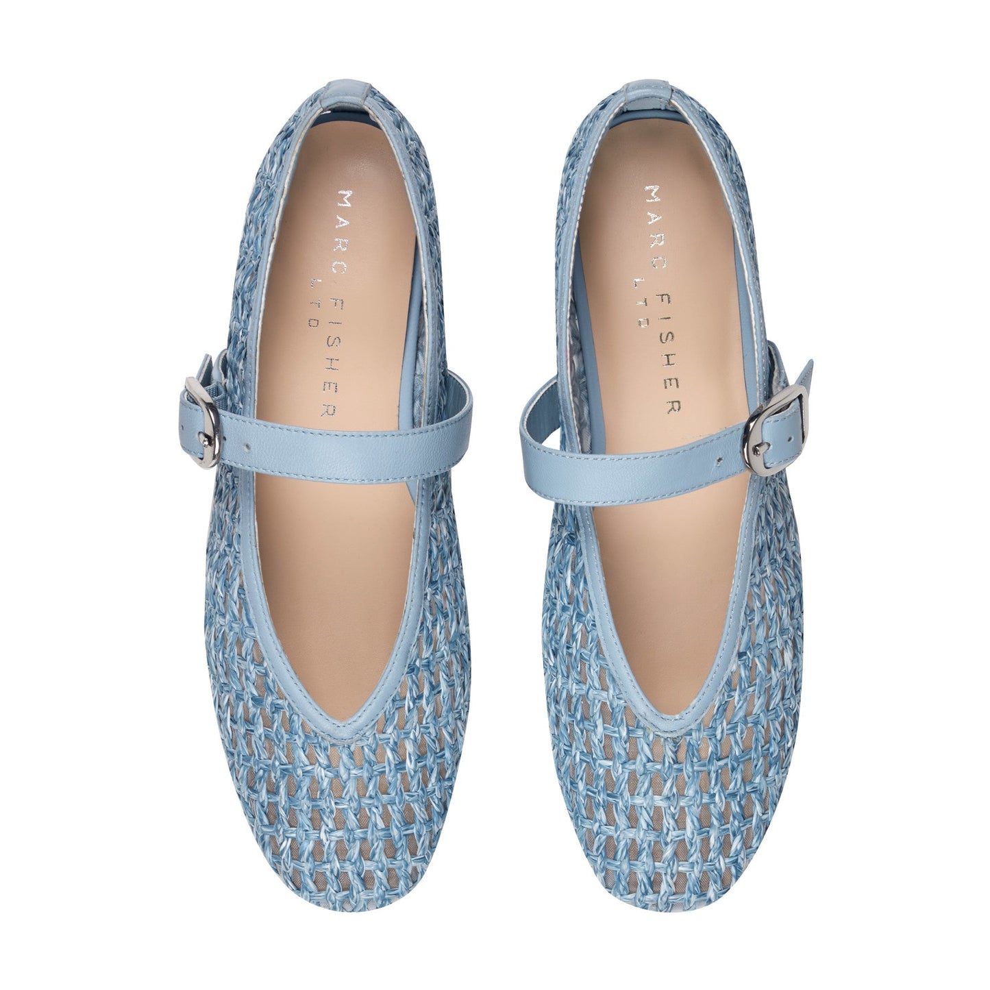 Marc Fisher Godea Mary Jane Ballet Flat - Light Blue Raffia