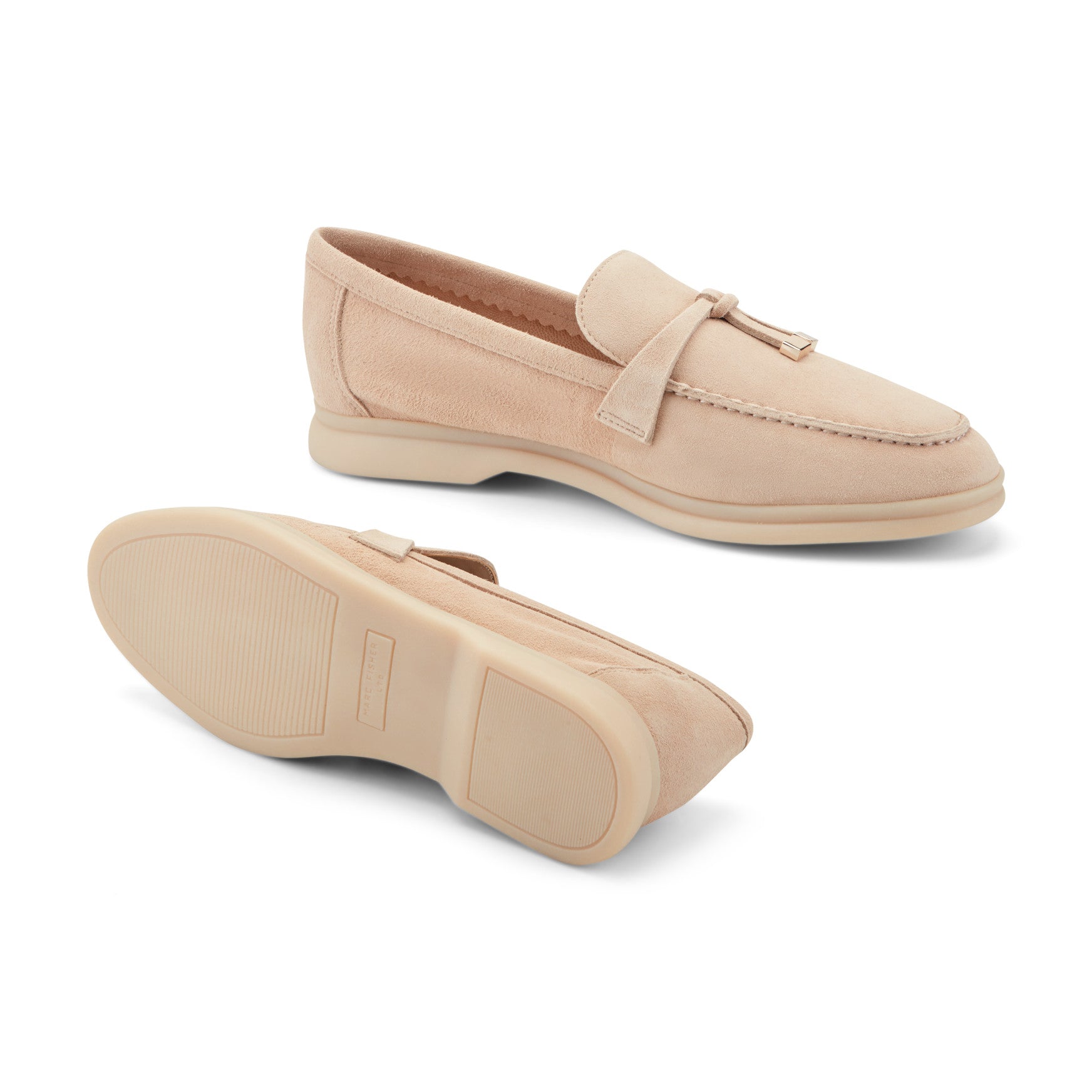 Marc Fisher Yanelli Casual Leather Loafer - Natural Suede