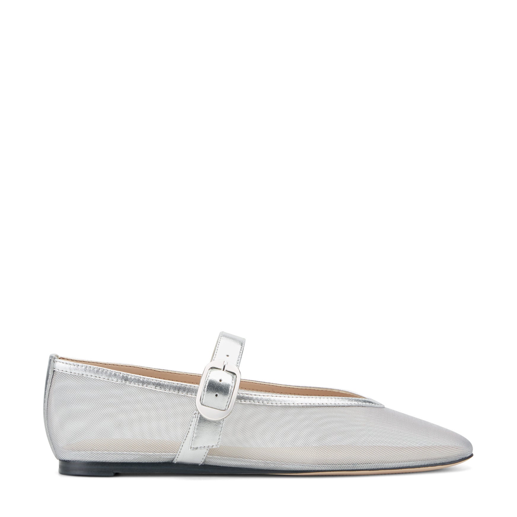 Marc Fisher Godina Mesh Mary Jane Ballet Flat - Silver Mesh