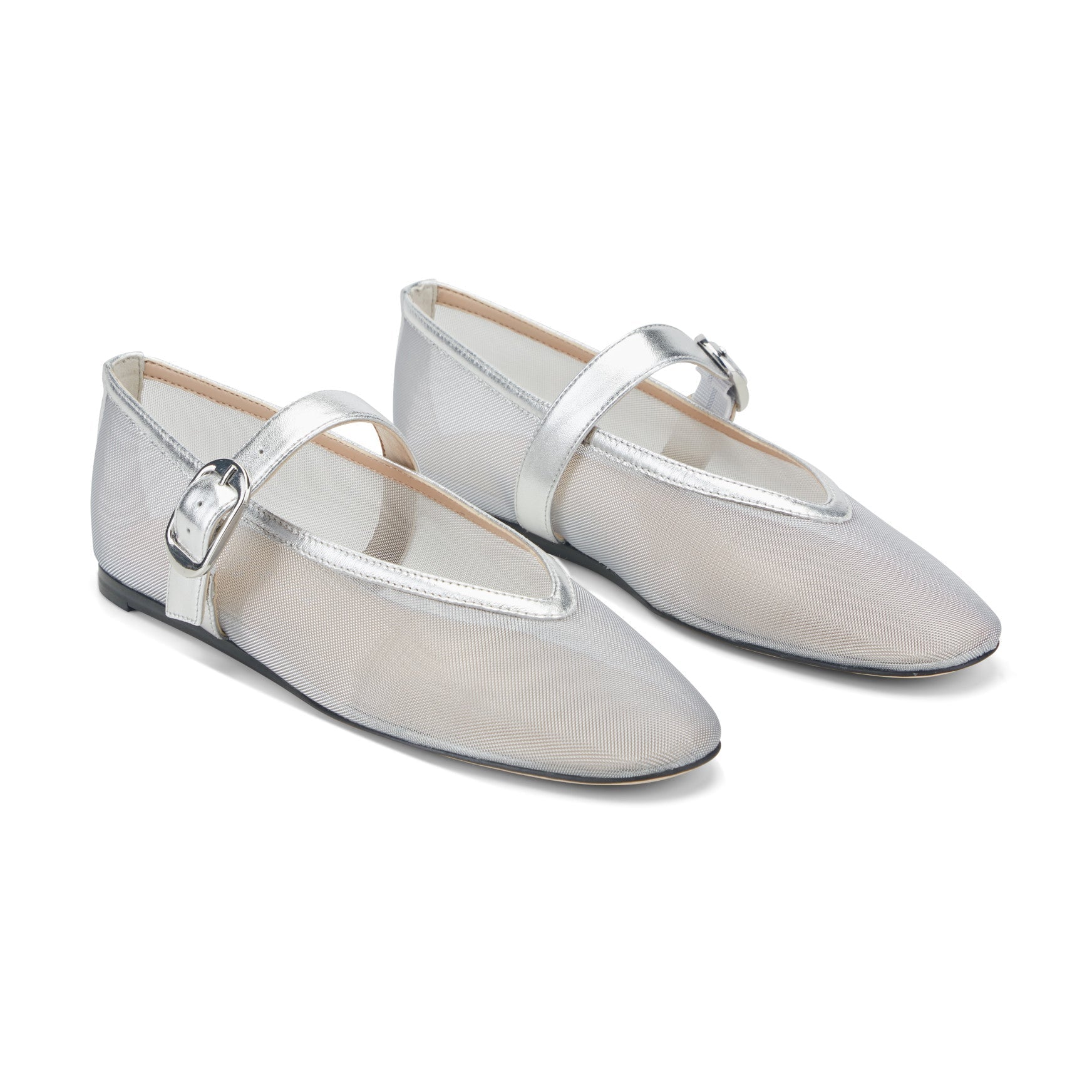 Marc Fisher Godina Mesh Mary Jane Ballet Flat - Silver Mesh