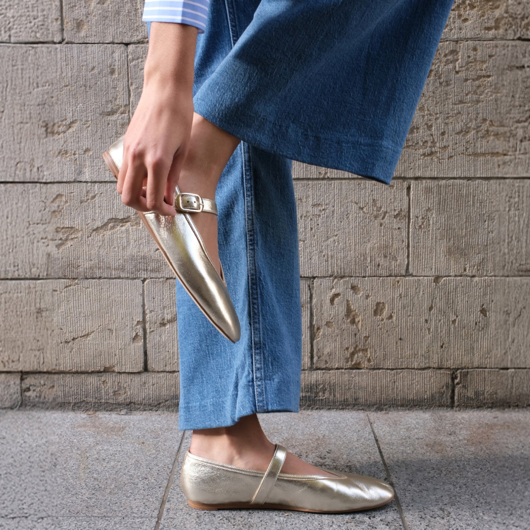 Marc Fisher Godina Mesh Mary Jane Ballet Flat - Silver Mesh