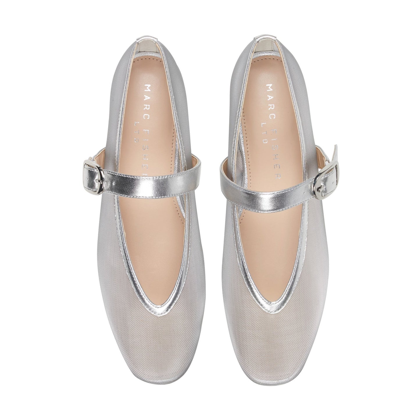 Marc Fisher Godina Mesh Mary Jane Ballet Flat - Silver Mesh