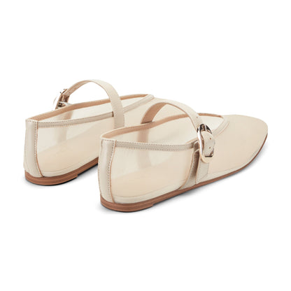 Marc Fisher Godina Mesh Mary Jane Ballet Flat - Natural Mesh