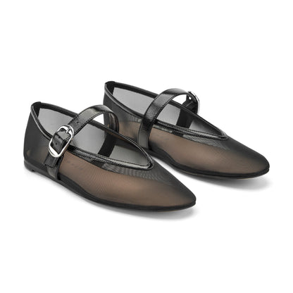 Marc Fisher Godina Mesh Mary Jane Ballet Flat - Black Mesh