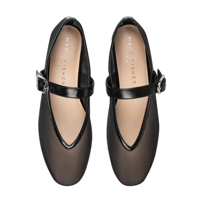 Marc Fisher Godina Mesh Mary Jane Ballet Flat - Black Mesh