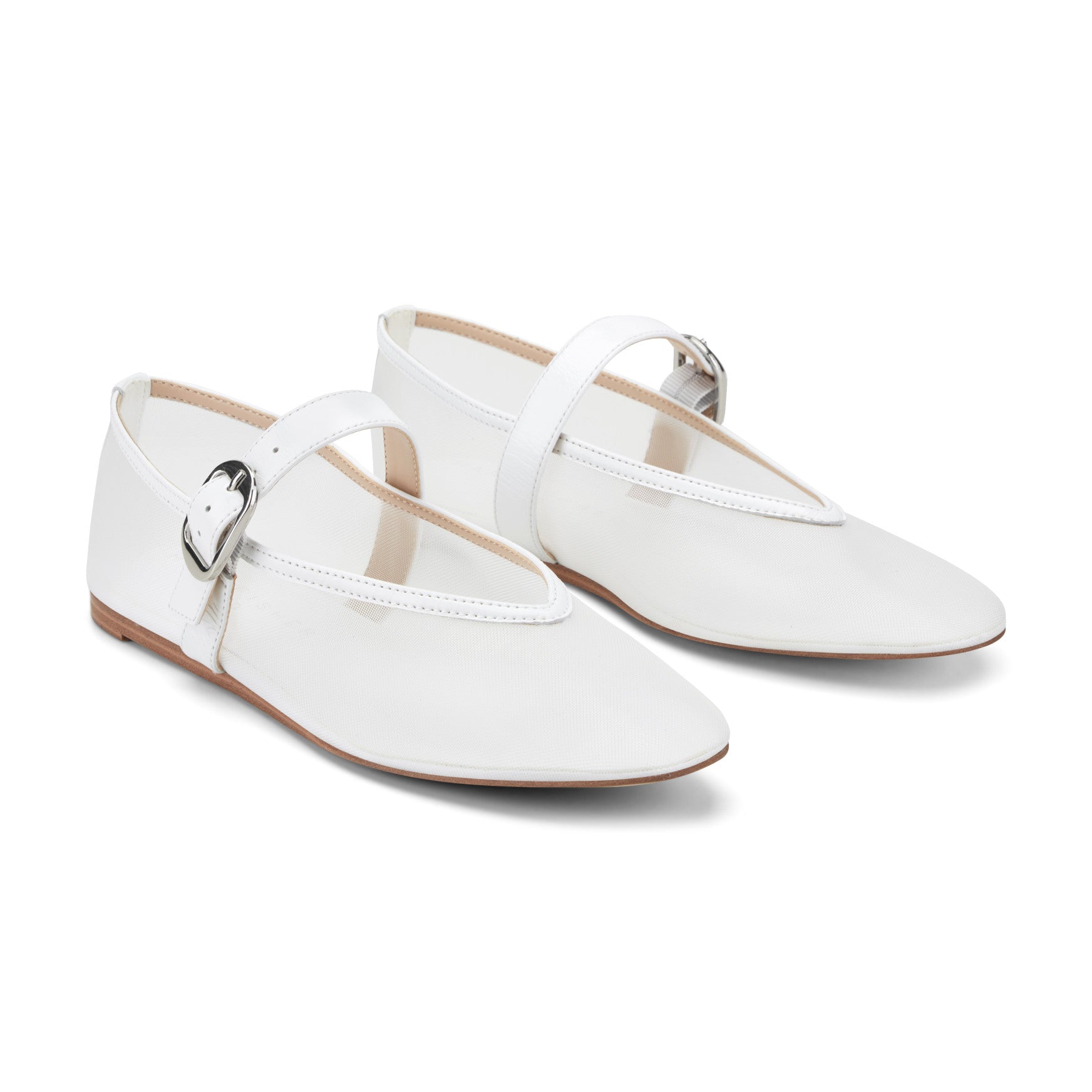 Marc Fisher Godina Mesh Mary Jane Ballet Flat - White mesh