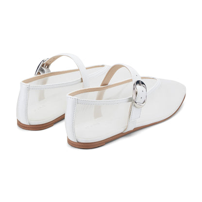 Marc Fisher Godina Mesh Mary Jane Ballet Flat - White mesh