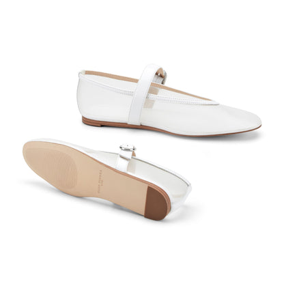 Marc Fisher Godina Mesh Mary Jane Ballet Flat - White mesh