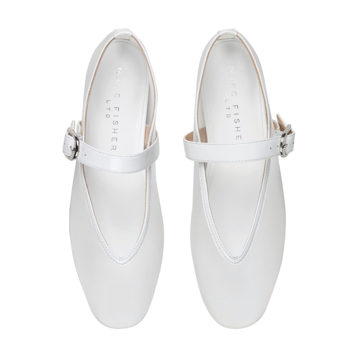 Marc Fisher Godina Mesh Mary Jane Ballet Flat - White mesh