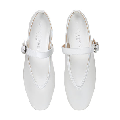 Marc Fisher Godina Mesh Mary Jane Ballet Flat - White mesh