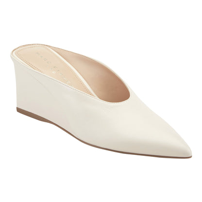 Marc Fisher Malley Leather Wedge Mule - Ivory Leather