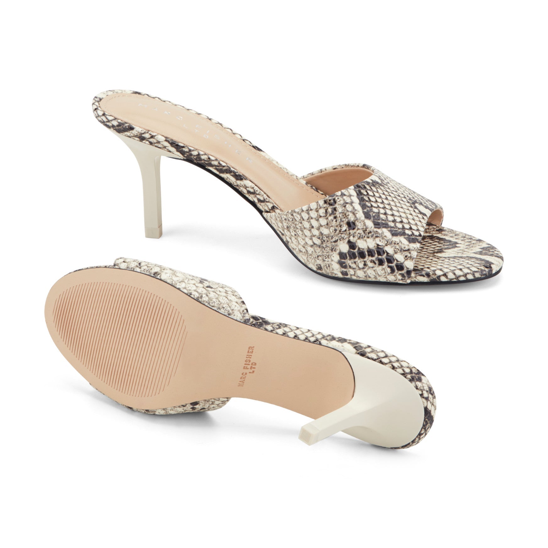 Marc Fisher Finny Leather Mule Sandal - Snake Printed Leather