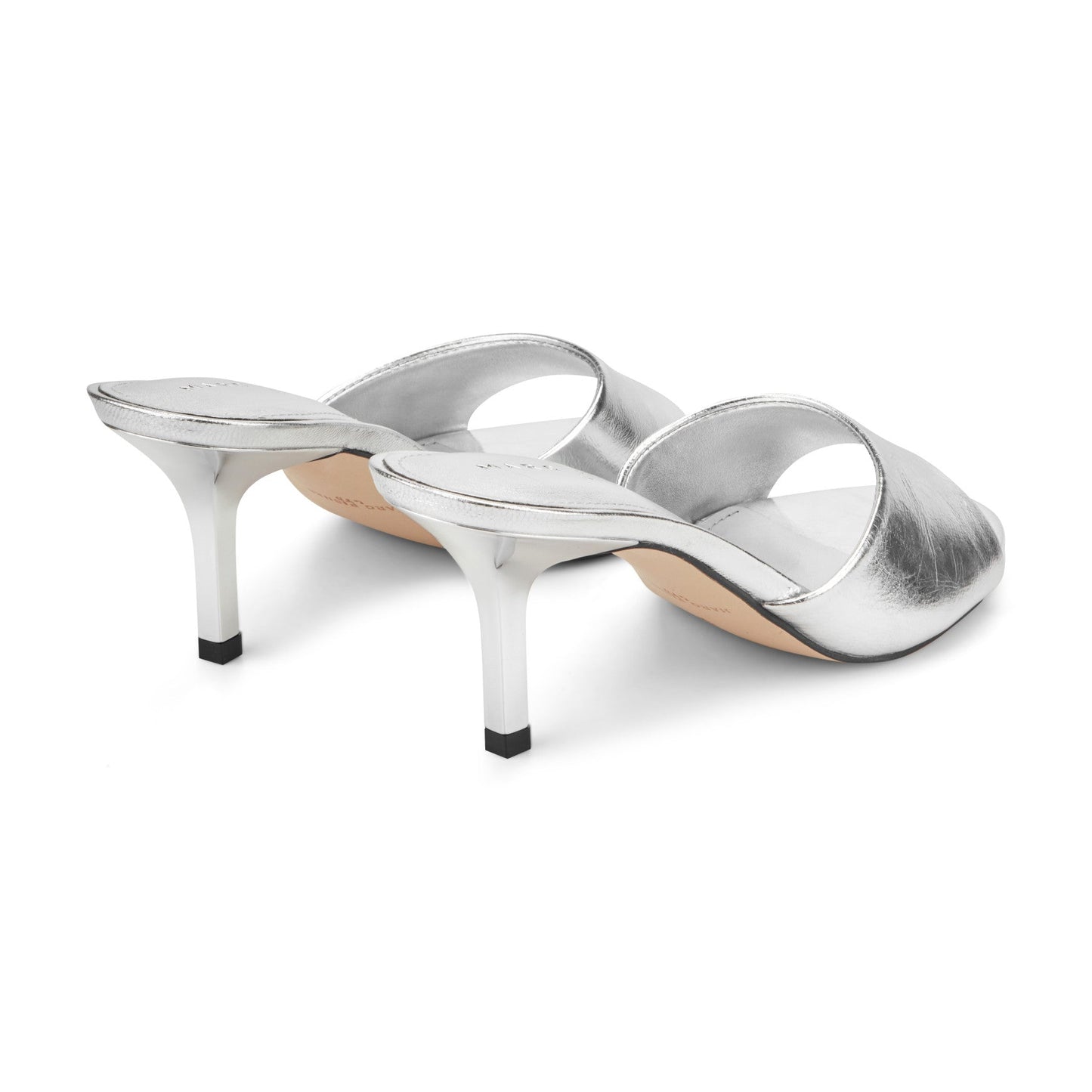 Marc Fisher Finny Leather Mule Sandal - Silver Leather