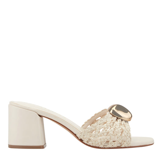 Marc Fisher Farrel Woven Mule Sandal - Chic Cream