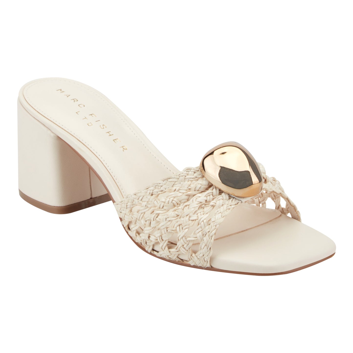 Marc Fisher Farrel Woven Mule Sandal - Chic Cream