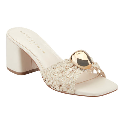 Marc Fisher Farrel Woven Mule Sandal - Chic Cream