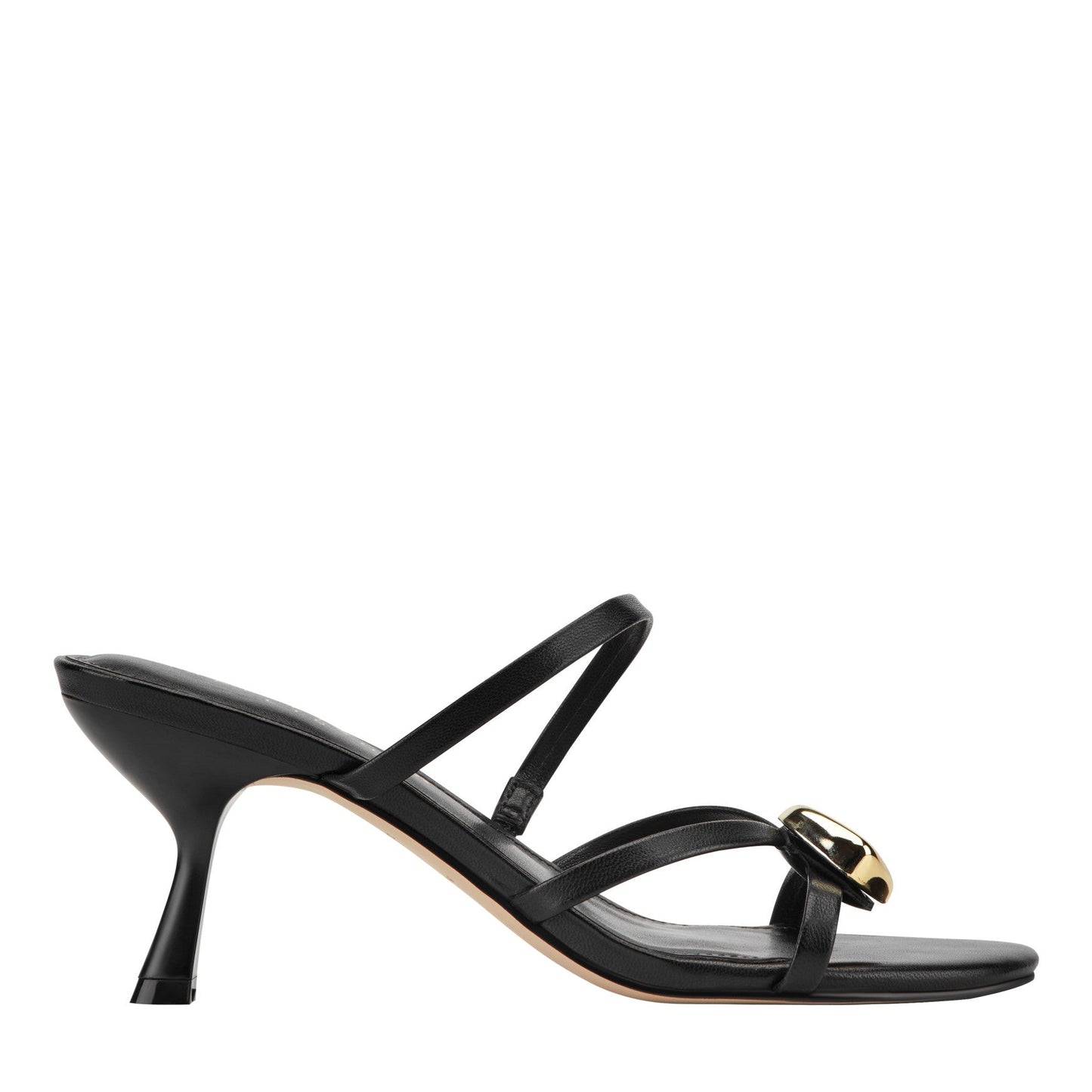 Marc Fisher Natesa Leather Embellished Sandal - Black Leather