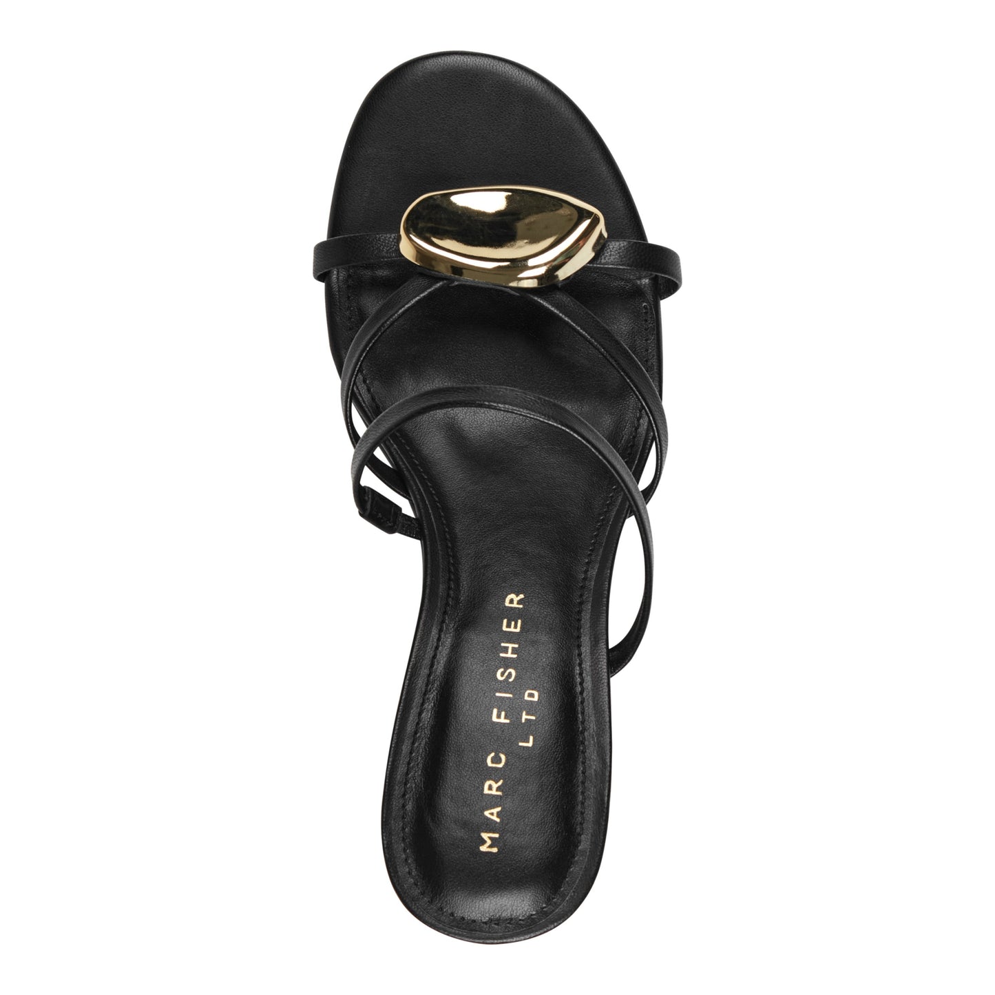 Marc Fisher Natesa Leather Embellished Sandal - Black Leather