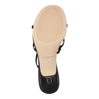 Marc Fisher Natesa Leather Embellished Sandal - Black Leather