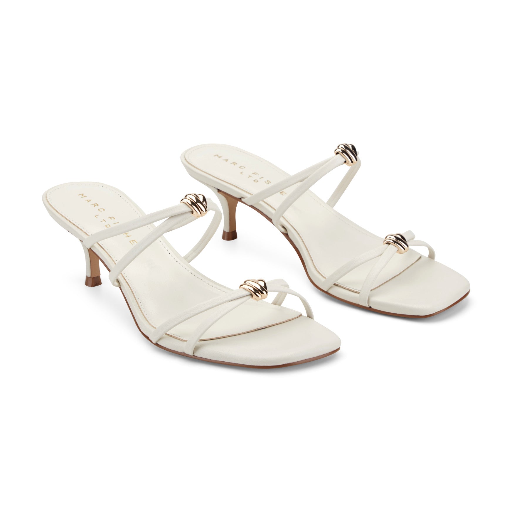 Marc Fisher Baizel Leather Mule Sandal - Cream Leather