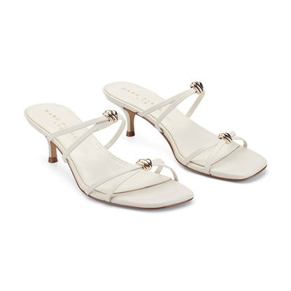 Marc Fisher Baizel Leather Mule Sandal - Cream Leather