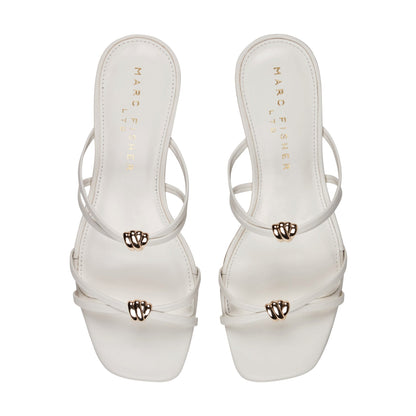 Marc Fisher Baizel Leather Mule Sandal - Cream Leather