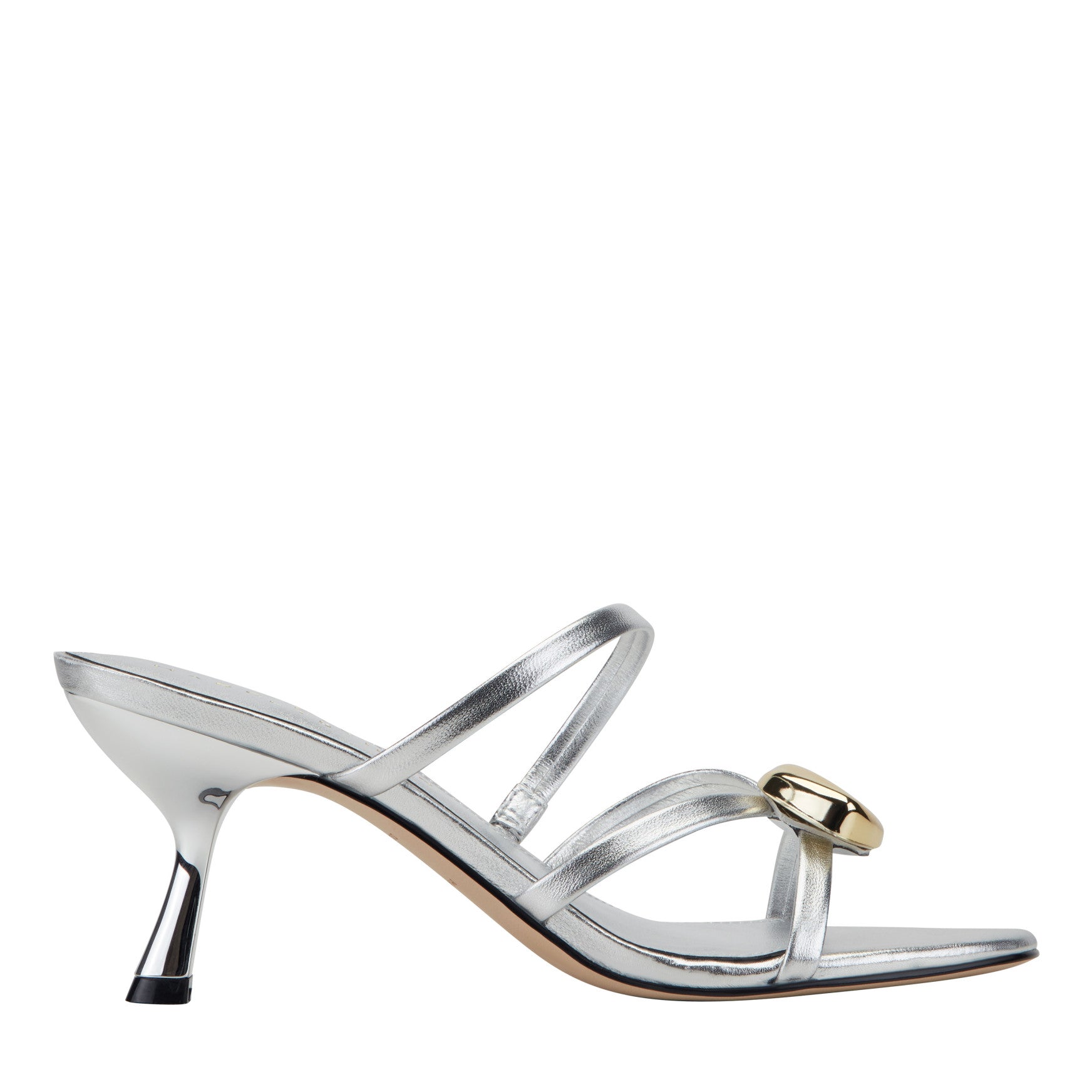 Marc Fisher Natesa Leather Embellished Sandal - Silver Leather
