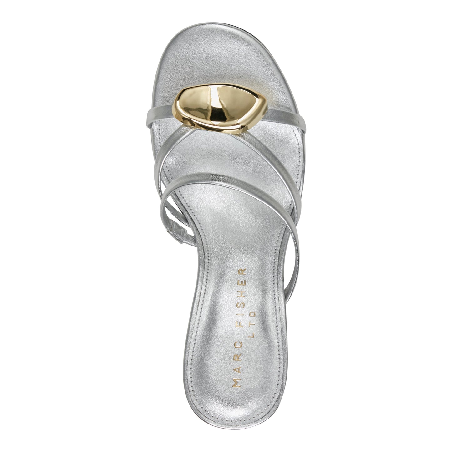 Marc Fisher Natesa Leather Embellished Sandal - Silver Leather
