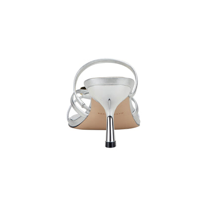 Marc Fisher Natesa Leather Embellished Sandal - Silver Leather