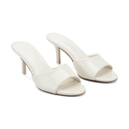 Marc Fisher Finny Leather Mule Sandal - Ivory Leather