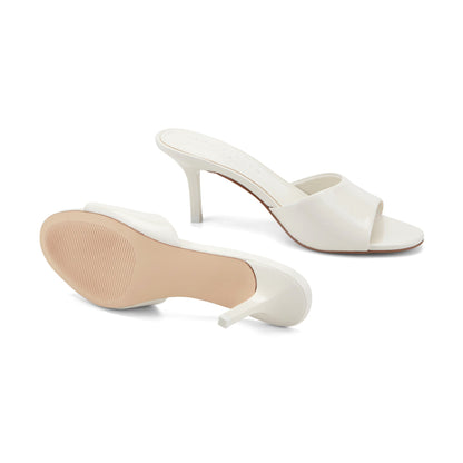 Marc Fisher Finny Leather Mule Sandal - Ivory Leather