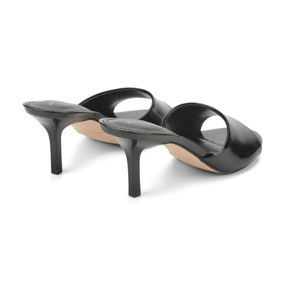 Marc Fisher Finny Leather Mule Sandal - Black Leather