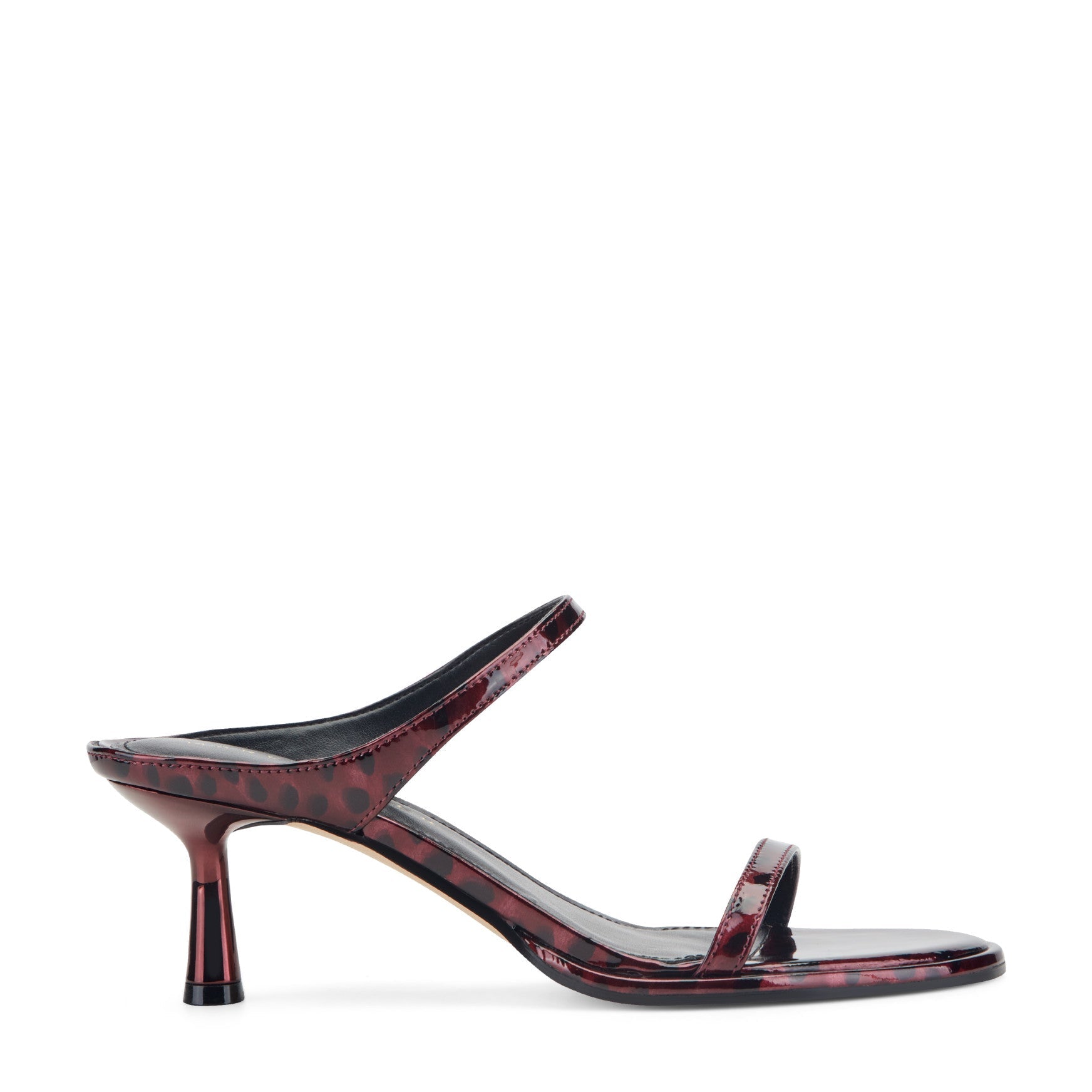 Marc Fisher Alonde Leather Heeled Slide Sandal - Dark Red Patent Leather