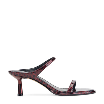 Marc Fisher Alonde Leather Heeled Slide Sandal - Dark Red Patent Leather