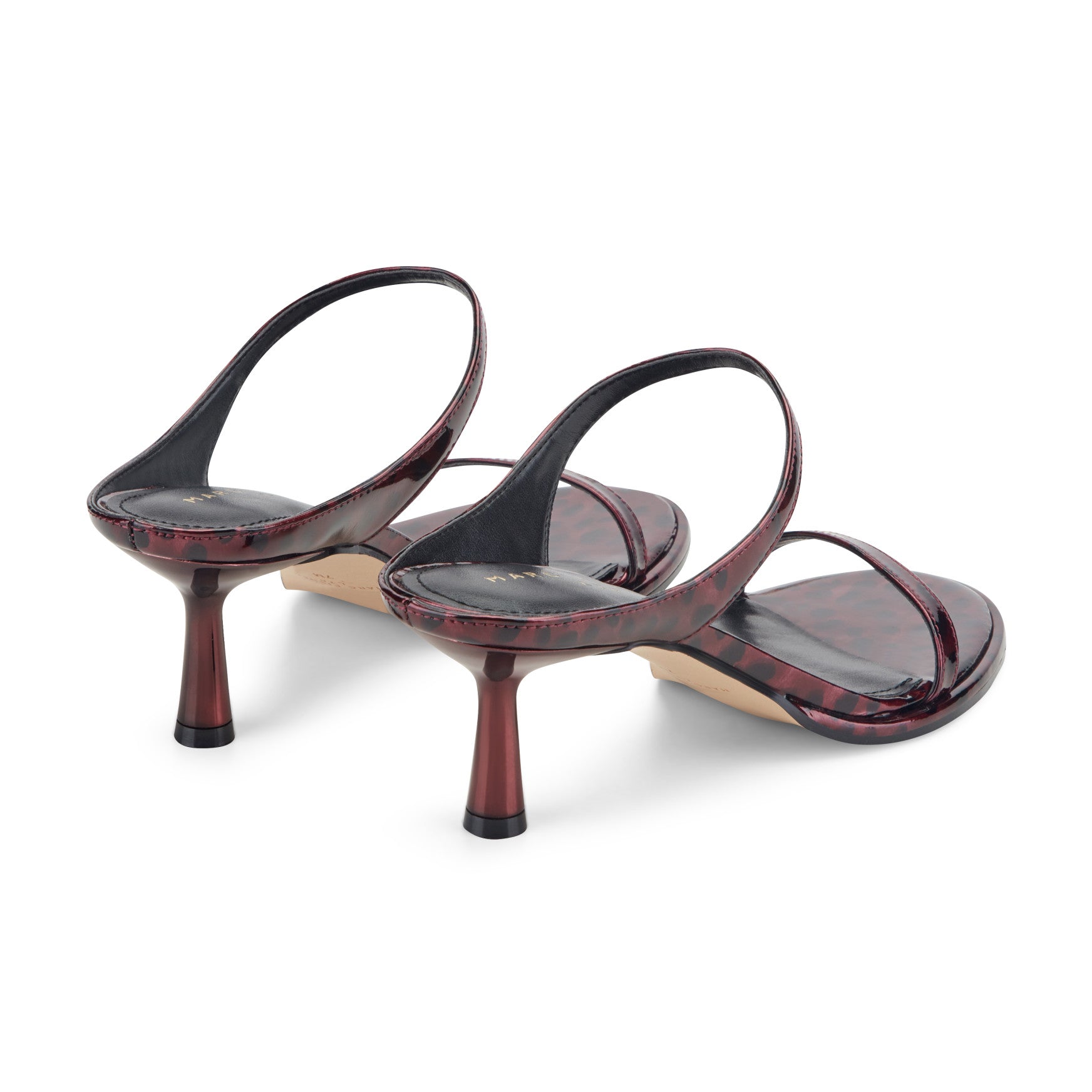 Marc Fisher Alonde Leather Heeled Slide Sandal - Dark Red Patent Leather